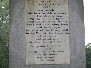 Old concord monument inscription